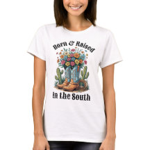 Born & Razed Southern Blommigt CowboyBoots T-Shirt