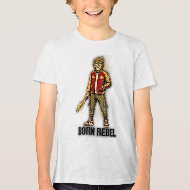 Born Rebel Monkey Gunner T Shirt (Framsida)