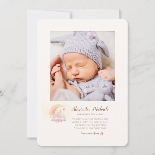 Born Sleeping Photo Birth Notice Meddelande (Framsida)