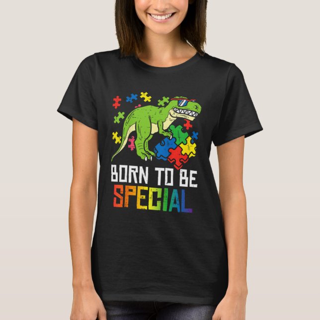 Born Special Dinosaur Kids Boys Toddler Autism Awa T Shirt (Framsida)