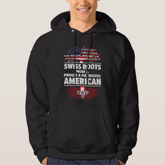 Born Swiss Switzerland American USA Citizenship Hoodie (Framsida)
