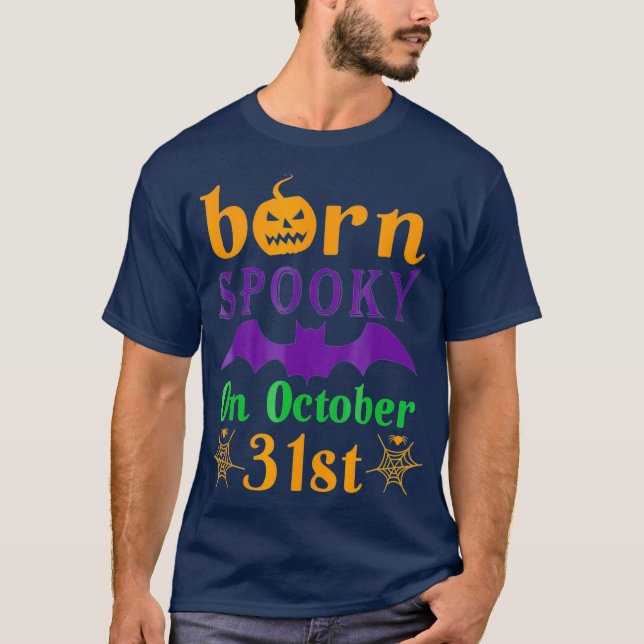 Born Taloky på Halloween 31-födelsedagen T Shirt (Framsida)