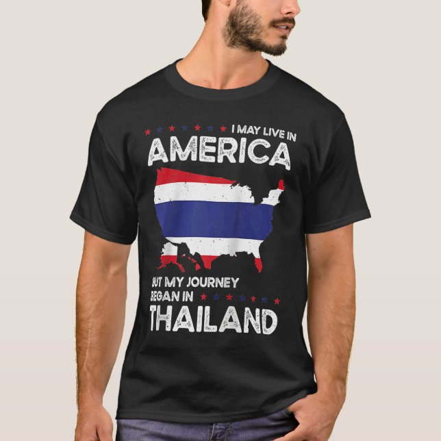 Born Thai Thailand American USA Citizenship Raglan T Shirt (Framsida)