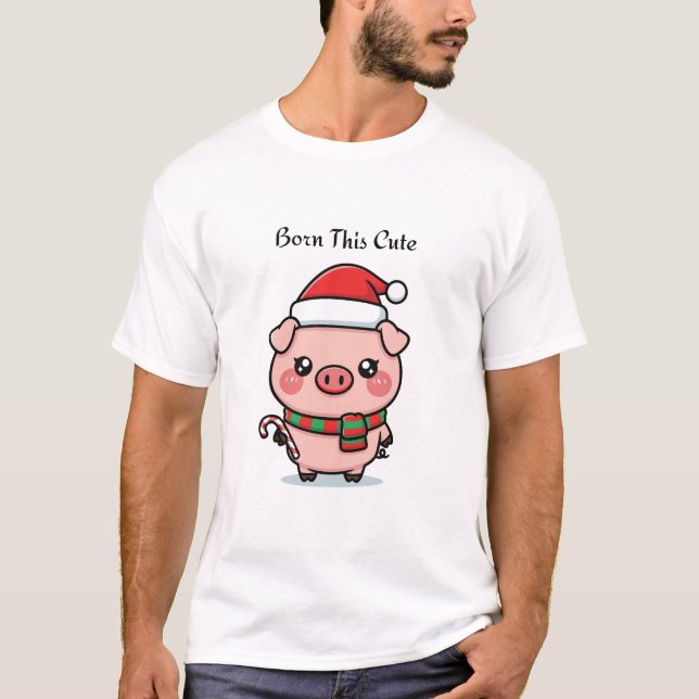 Born This Cute | Cute Mini Pig Graphic T-Shirt (Framsida)