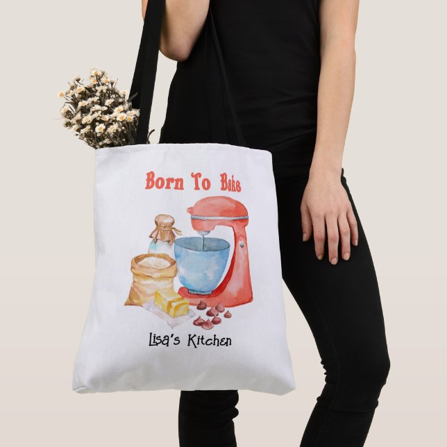 Born till Bake Tote Bag Tygkasse (Närbild)