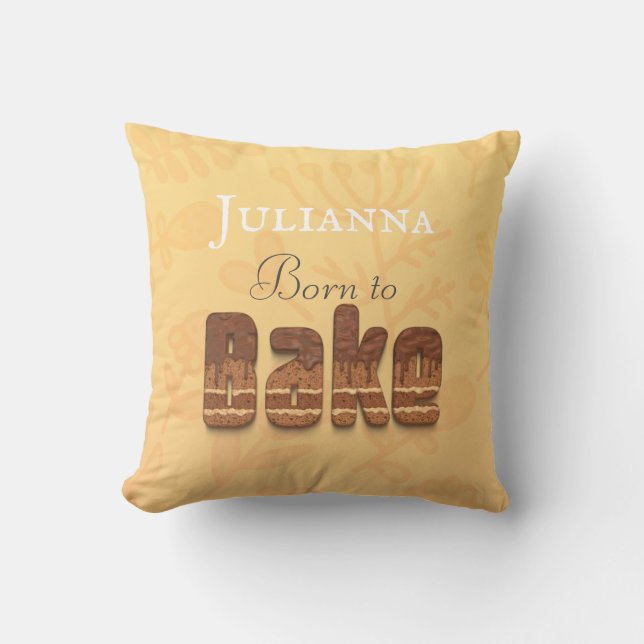 Born till bakkaka, typografi humor kudde (Framsida)