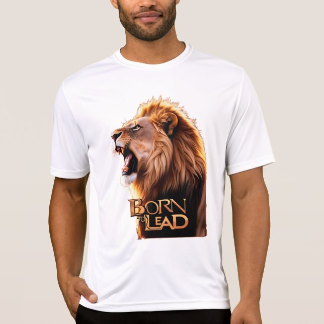 "Born till bly - Lejona huvud Manar-Shirt" T Shirt (Framsida)