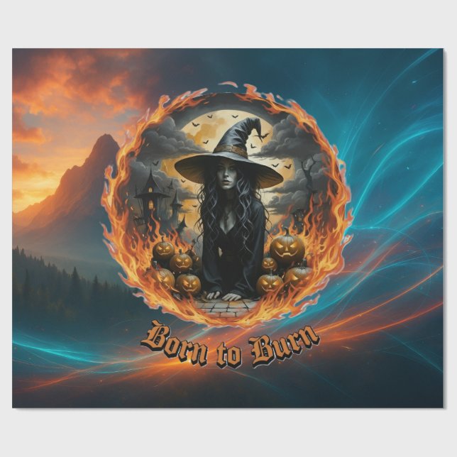 Born till Burn Mörk Witch Wrapping Papper Presentpapper (Platt)