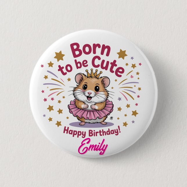 Born till Cute Hamster Birthday Girl Knapp (Framsida)