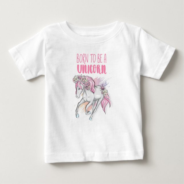 Born till en enhörning t shirt (Framsida)
