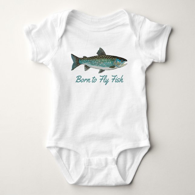 "Born till fisk" Humoralt fiske Tee (Framsida)