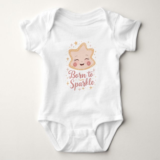 Born till Gnistra Baby Outfit - Cute Pastel Star D T Shirt (Framsida)