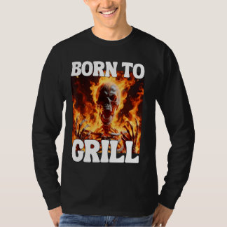 Born till grill-snål, grå, hårdskal, membranflam t shirt