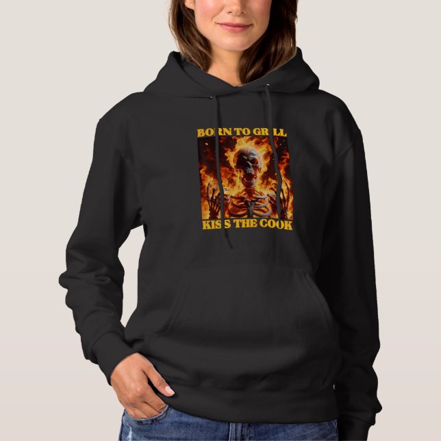 Born till grill-snål, grå, hårdskal, membranflam t shirt (Framsida)