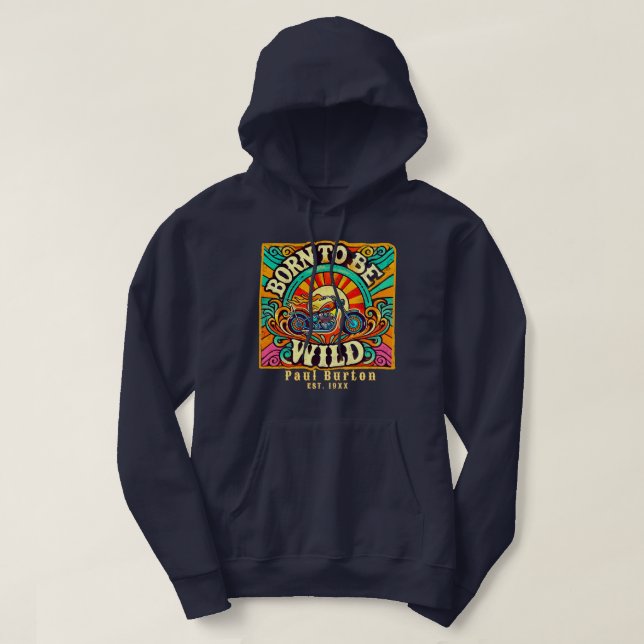 Born till Retro-Biker för Vild Hoodie (Design framsida)