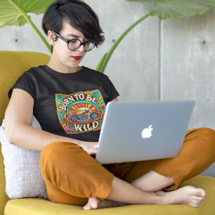 Born till Retro-Biker för Vild T Shirt