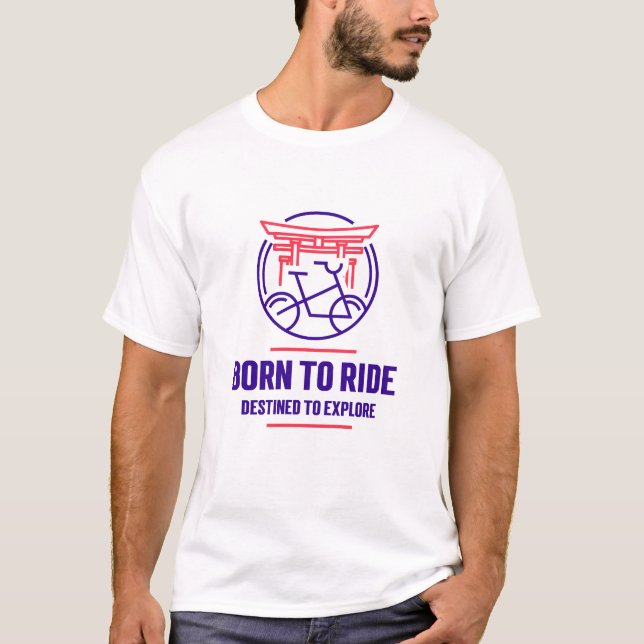 BORN TILL RID, AVSEDD FÖR EXPLORCYKLING T SHIRT (Framsida)
