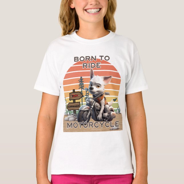 Born till Ride Motorcykel - Hund T Shirt (Framsida)