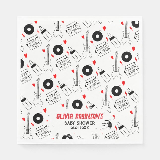 Born till Rockstjärnan Babyskåda Pappersservett (Framsidan)