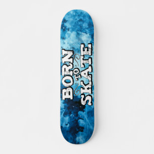 Born till skidblå vattenfärggraffiti-ordalydelse mini skateboard bräda 18,5 cm