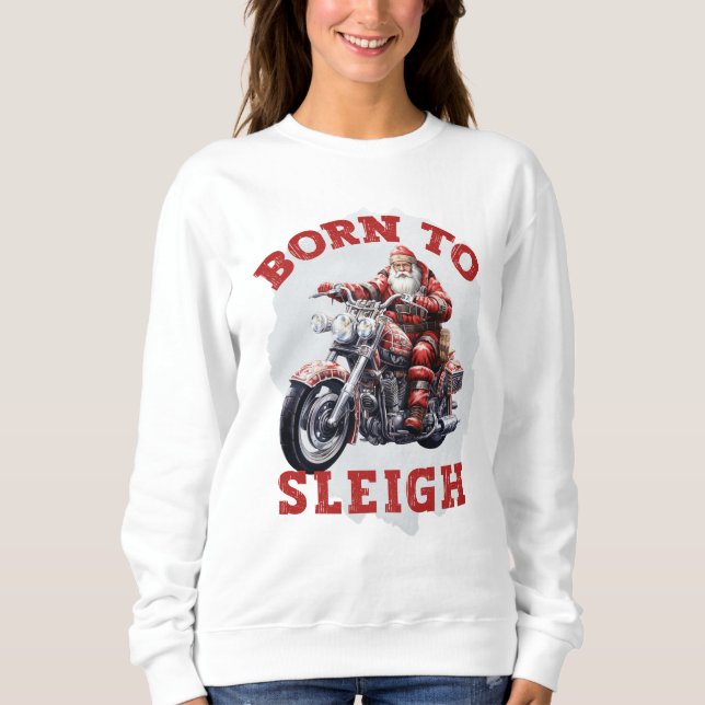 "Born till Sleigh" Jul Kvinnors sötskjorta T Shirt (Framsida)