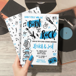 Born till Sten Boy Baby Shower-inbjudan Inbjudningar