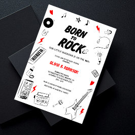 Born till Sten Rockstjärna Baby Shower Inbjudningar