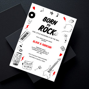 Born till Sten Rockstjärna Baby Shower Inbjudningar