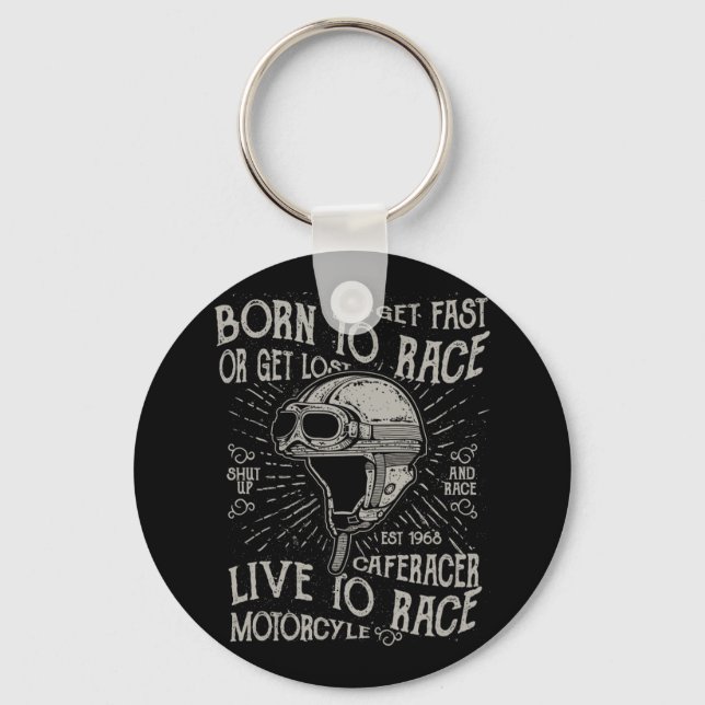 Born till Tävling får snabb cafe-racermotorcykel Nyckelring (Framsida)