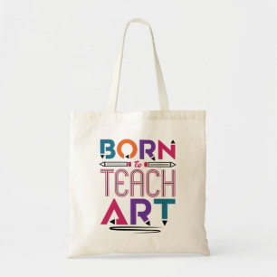 Born till Teach Art Cute Art Teacher Laching Tygkasse