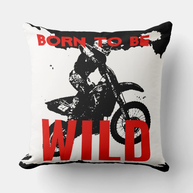 Born till Vild Motocross Motorcycle Sport Kudde (Framsida)