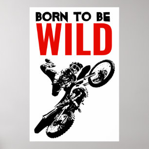 Born till Vild Motocross Motorcycle Sport Poster