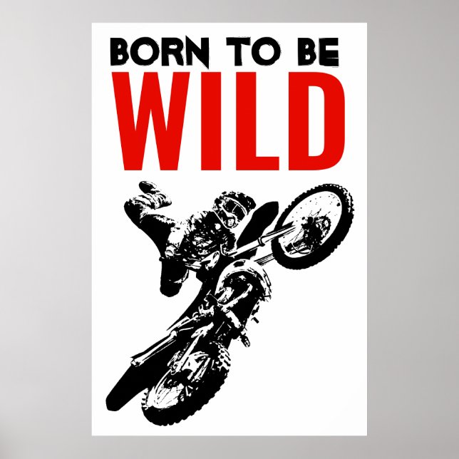 Born till Vild Motocross Motorcycle Sport Poster (Framsidan)
