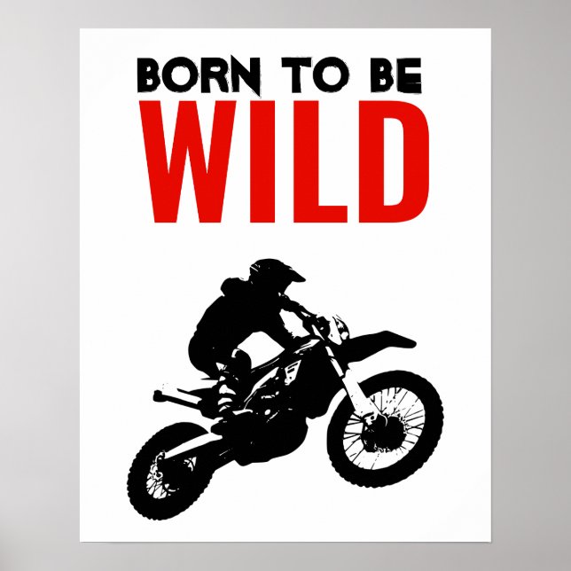 Born till Vild Motocross Motorcycle Sport Poster (Framsidan)