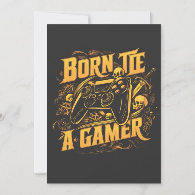 Born To Be A Gamer Skull Controller Art Julkort (Framsida)
