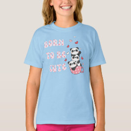 Born to Be Cute – Adorable Panda Stack Kids T Shirt