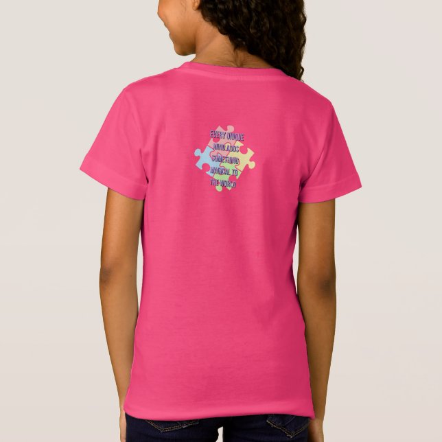 Born to Be Unique Cute Dragon - Autism Awareness T Shirt (Baksida)