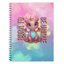 Born to Be Unique Cute Pink Dragon– Inspirational  Anteckningsbok