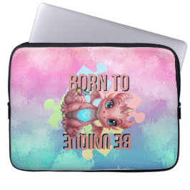 Born to Be Unique Cute Pink Dragon– Inspirational  Laptop Fodral