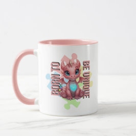 Born to Be Unique Cute Pink Dragon– Inspirational  Mugg