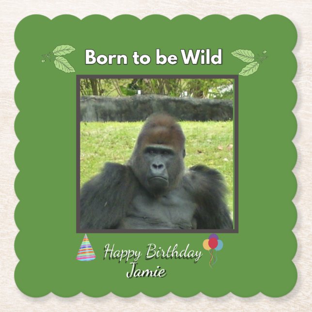 Born to be Wild Gorilla Birthday Underlägg Papper (Framsida)