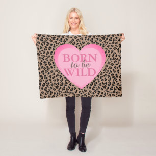 Born to Be Wild Leopard och Rosa Kastfilt Fleecefilt