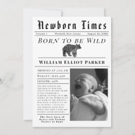 Born to be Wild Newborn Times Birth Announcement Meddelande