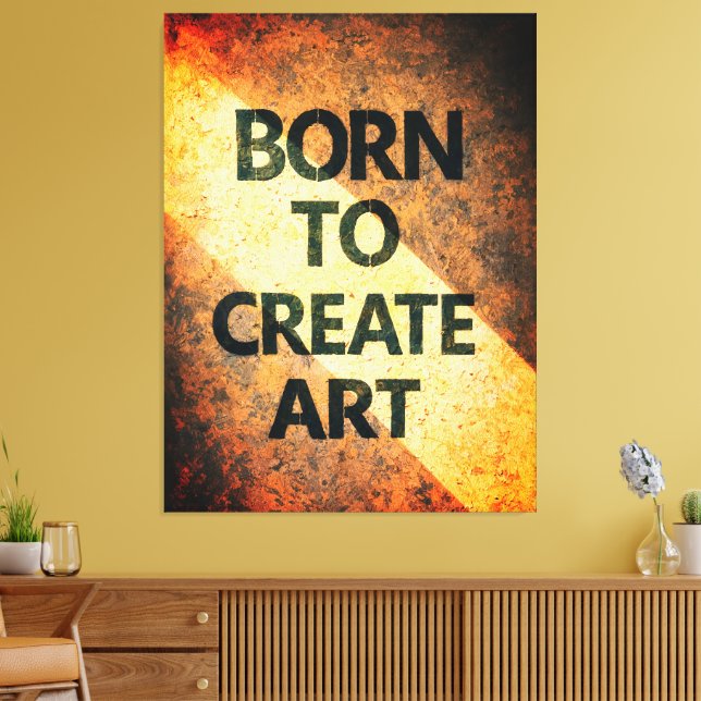 Born to Create Art Motivational Quote Textured Wal Canvastryck (Insitu (Vardagsrum))
