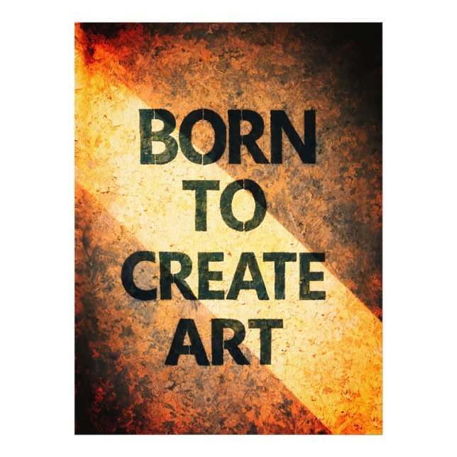 Born to Create Art Motivational Quote Textured Wal Fototryck (Framsidan)