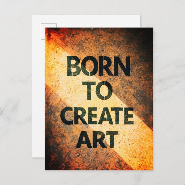Born to Create Art Motivational Quote Textured Wal Vykort (Fram/baksida)