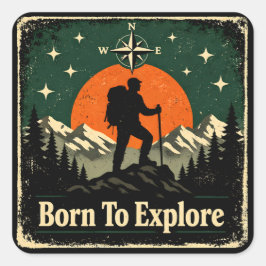 Born To Explore – Natural Explorer Wilderness Fyrkantigt Klistermärke