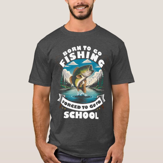 Born to Fish Funny Youth Outdoor T-Shirt (Framsida)