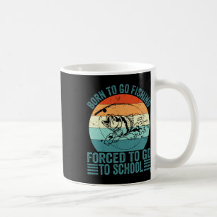 Born to Go Fishced Forced School Funny Fishing Boy Kaffemugg