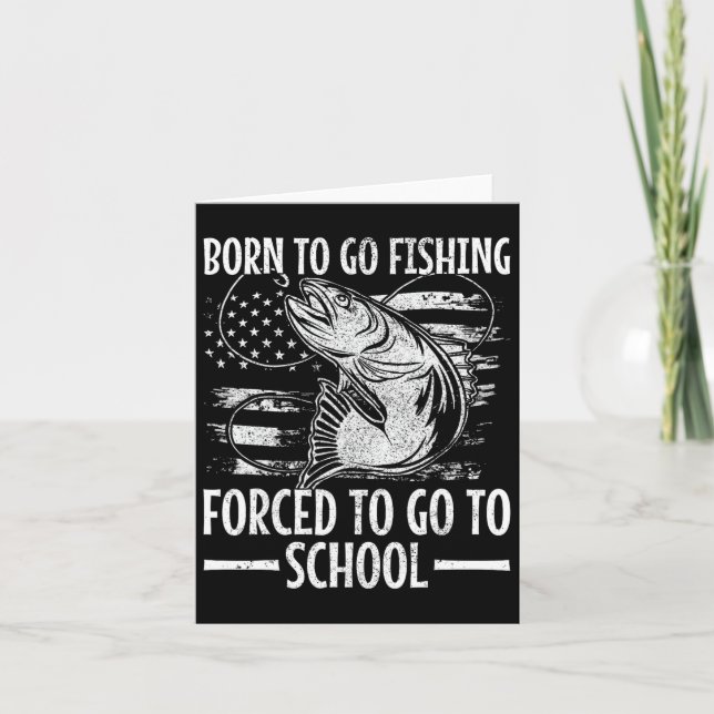 Born to Go Fishing B Fish Fisherman Boy Kid Funny Kort (Framsida)